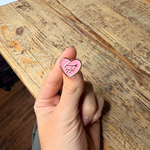 Pink Heart Ring with Gold Accents - Picture 6 of 6